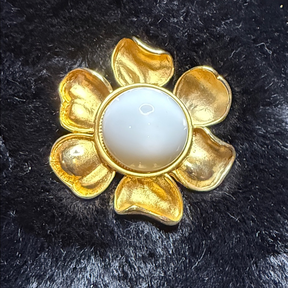 Vintage M. Jent Gold Flower Brooch